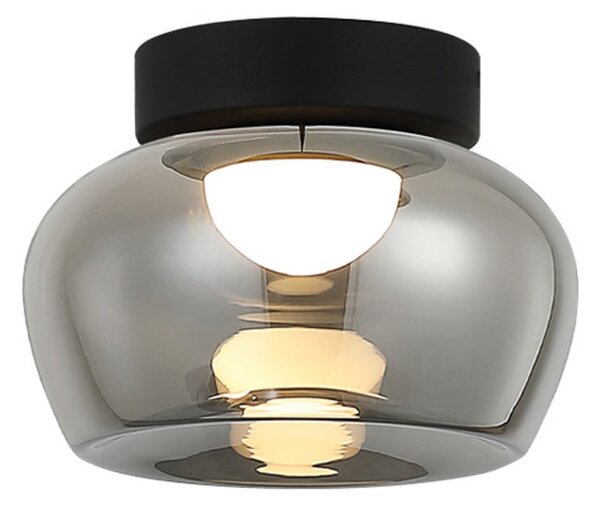 Viokef Φωτιστικό οροφής LED Nadia, Ø 38 cm, γκρι καπνιστό, γυαλί, Γκρι, Σαλόνι / τραπεζαρία, Γυαλί