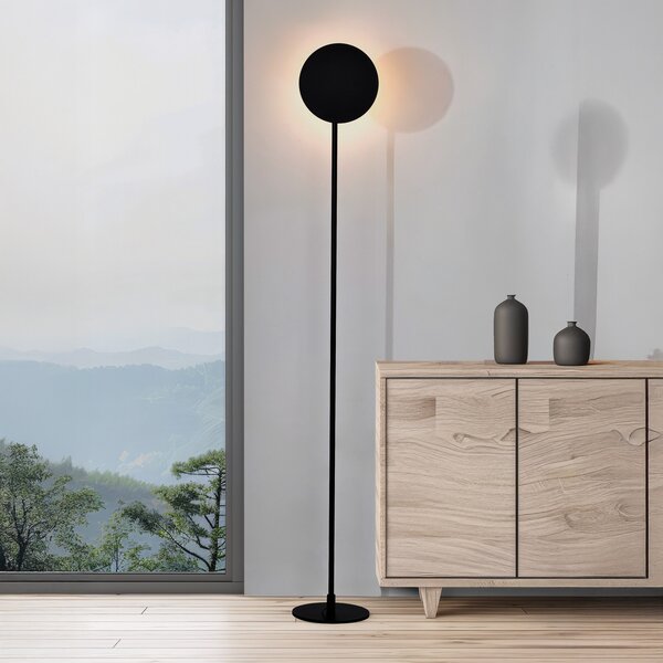 Viokef Λάμπα δαπέδου LED Isabel, μαύρη, ύψος 168 εκ., μέταλλο, Μαύρο, Σαλόνι / τραπεζαρία, Αλουμίνιο, σύγχρονο
