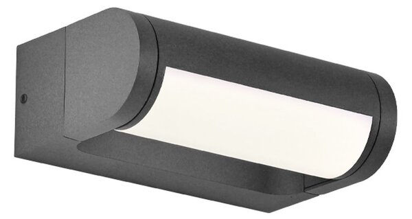 Viokef Εξωτερικός φωτιστικός τοίχου LED Randal, σκούρο γκρι, πλάτος 17 cm, μέταλλο, Γκρι, Αλουμίνιο, σύγχρονο