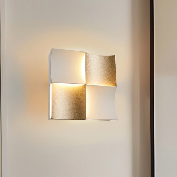 Viokef Επιτοίχια λάμπα LED Ariella, χρυσό χρώμα, πλάτος 21 cm, μέταλλο, Χρυσό / Ορείχαλκου, Σαλόνι / τραπεζαρία, Αλουμίνιο, σύγχρονο