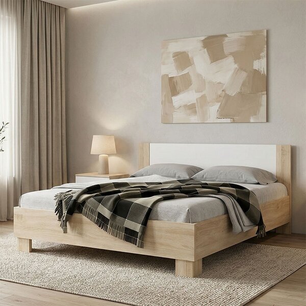 Κρεβάτι διπλό 160x200 cm Geneva 14388 Φυσικό Λευκό