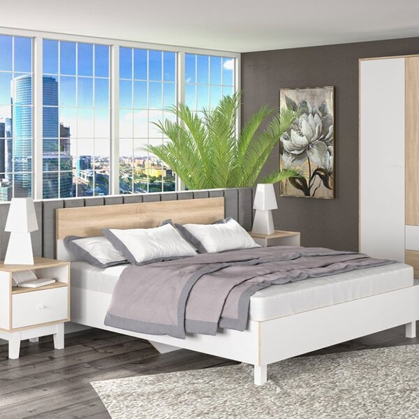 Κρεβάτι διπλό 160x200 cm Awell 14378 Sonoma/Λευκό