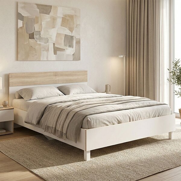 Κρεβάτι διπλό 160x200 cm Awell 14378 Sonoma/Λευκό