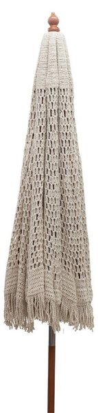 Ομπρέλα με στυλ μακραμέ Brilie ξύλο-macrame D2.70x2.60m εκρού