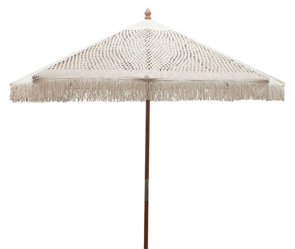 Ομπρέλα με στυλ μακραμέ Brilie ξύλο-macrame D2.70x2.60m εκρού