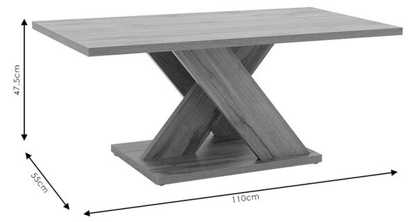 Τραπεζάκι σαλονιού Solange χρώμα sonoma 110x55x47.5cm