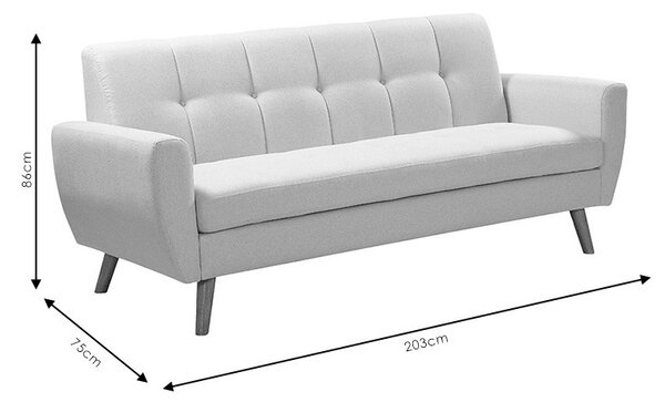 3θέσιος καναπές Decency από μπεζ ύφασμα 203x75x86 cm
