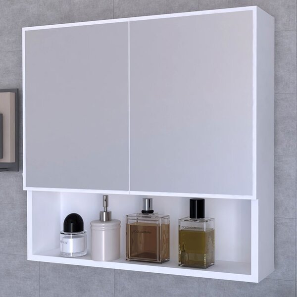 Ντουλάπι Μπάνιου με Καθρέφτη Zante Λευκό 70x17x70cm