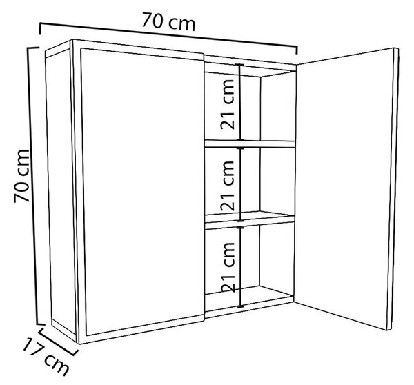 Ντουλάπι Μπάνιου Poliana με Καθρέφτη Λευκό 70x17x70cm