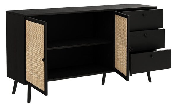Κονσόλα Oslo μαύρη με χρώμα φυσικού ξύλου 150x39x79 cm