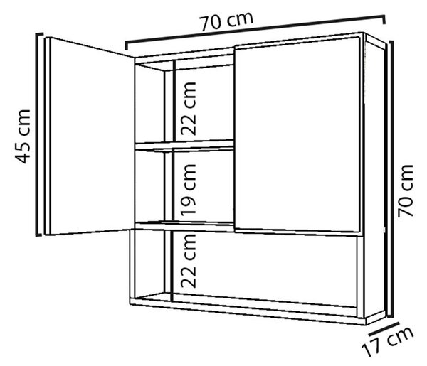 Ντουλάπι Μπάνιου με Καθρέφτη Zante Λευκό 70x17x70cm