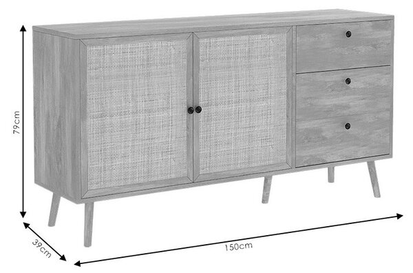 Κονσόλα Oslo μαύρη με χρώμα φυσικού ξύλου 150x39x79 cm