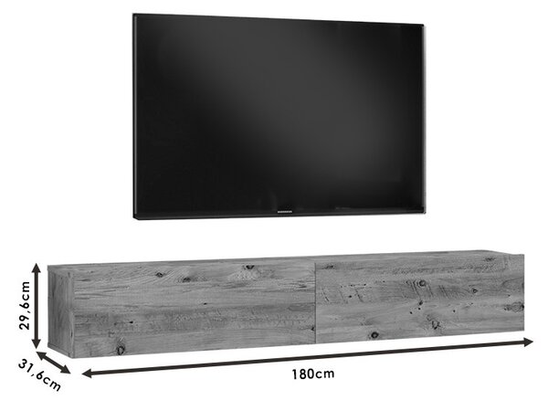 Έπιπλο TV de perete Dello χρώμα Ανθρακί - Sonoma 180x31.6x29.6cm