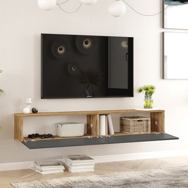 Έπιπλο TV de perete Dello χρώμα Ανθρακί - Sonoma 180x31.6x29.6cm