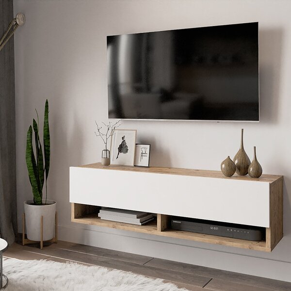 Έπιπλο TV de perete Roscoe Δρυς Λευκό 100x31.5x29.5cm