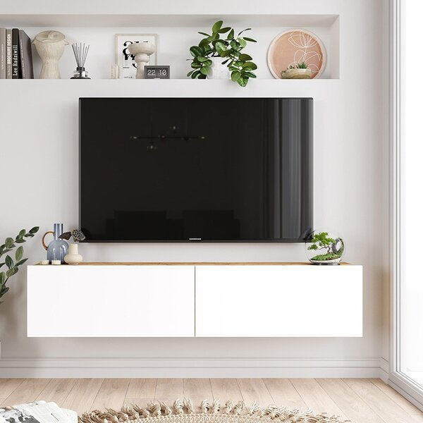 Έπιπλο TV de perete Serit χρώμα Λευκό - Sonoma 140x31.6x29.6cm