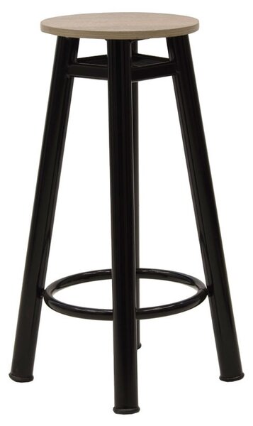 Σκαμπό μπαρ Onyx δρυς ξύλο - μέταλλο μαύρο lucios D33x77 cm