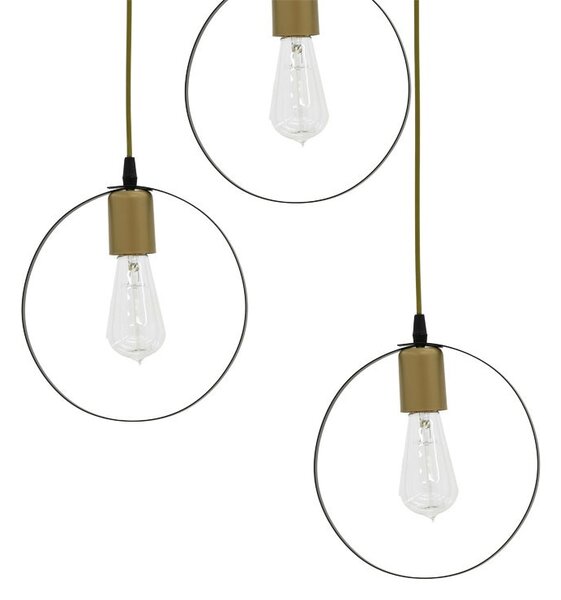 Φωτιστικό οροφής cu 3 lumini Kasper E27 μαύρο-χρυσό D30x79 cm