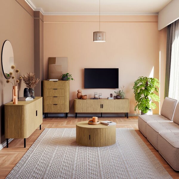 Τραπεζάκι σαλονιού Scandi MDF φυσικό χρώμα ξύλου D80x35.5cm