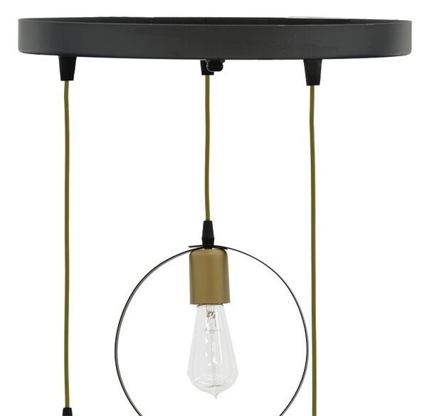 Φωτιστικό οροφής cu 3 lumini Kasper E27 μαύρο-χρυσό D30x79 cm