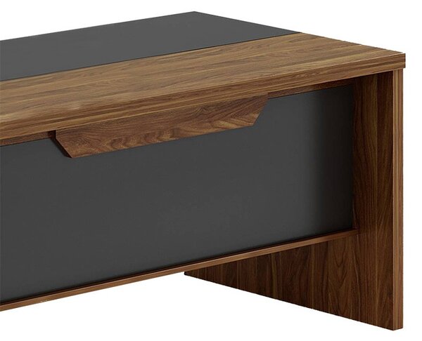 Δεξί γωνιακό γραφείο Oscar καρυδί - ανθρακί 200x180x76 cm