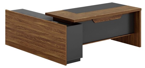 Δεξί γωνιακό γραφείο Oscar καρυδί - ανθρακί 200x180x76 cm