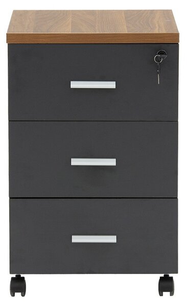 Συρταριέρα pe ρόδες Oscar 3 συρτάρια Καρυδί - carbon 40x48x63cm