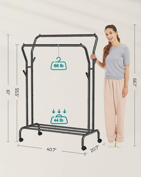 Σταντ Κρεμάστρας Songmics, Μαύρο, 153x54.5x103 cm