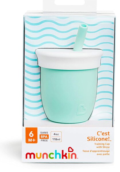 Ποτήρι Εκπαιδευτικό 118ml Με Καλαμάκι Munchkin C'Est Silicone Mint