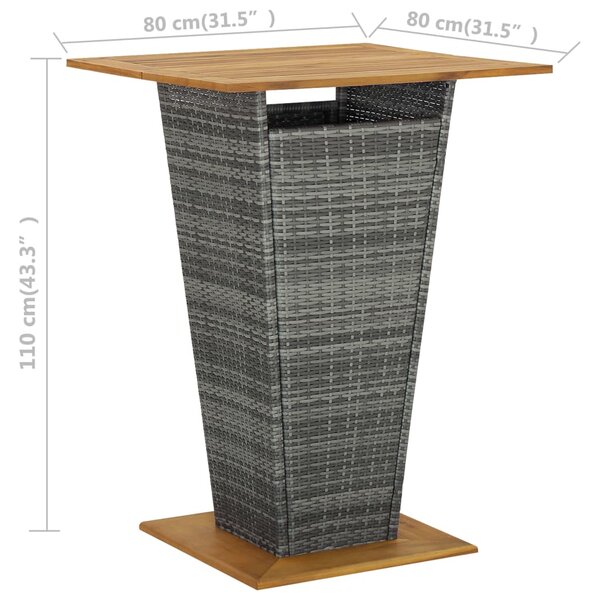 VidaXL Σετ Επίπλων Μπαρ Κήπου 5 Τεμαχίων Γκρι