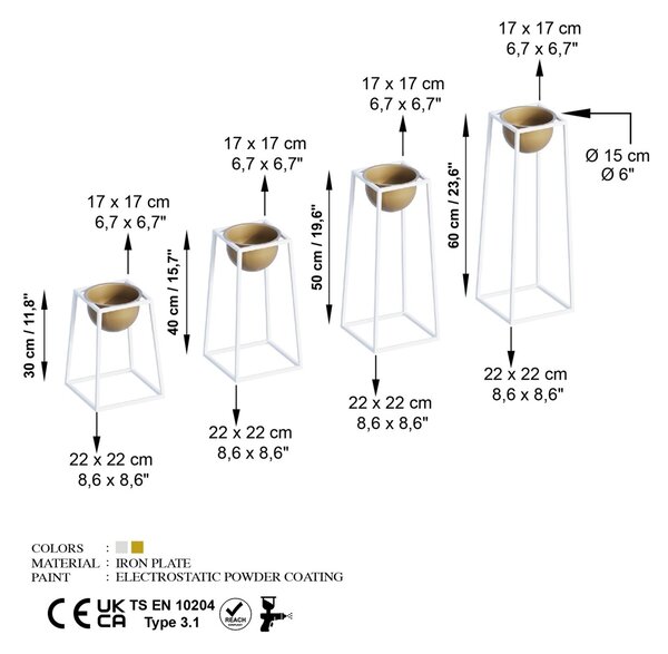 Διακοσμητική Γλάστρα GED018C Χρυσό 17x30x30 cm