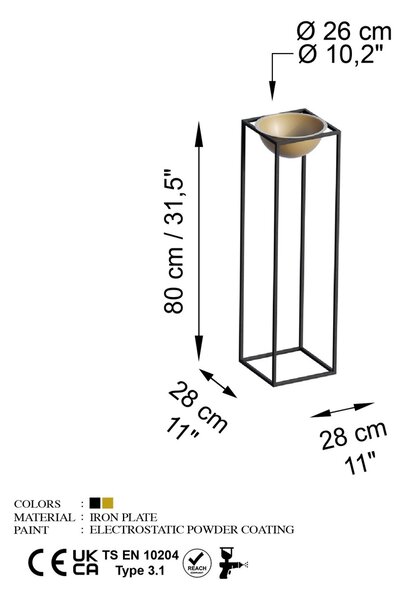 Διακοσμητική Γλάστρα GED020A Χρυσό 28x80x28 cm