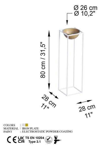 Διακοσμητική Γλάστρα GED020C Χρυσό 28x80x28 cm