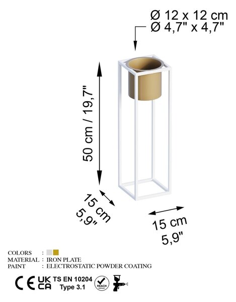 Διακοσμητική Γλάστρα GED023C Χρυσό 15x50x15 cm