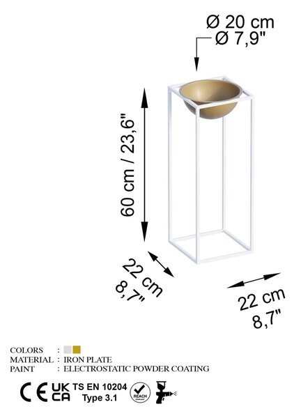 Διακοσμητική Γλάστρα GED021C Χρυσό 22x60x22 cm
