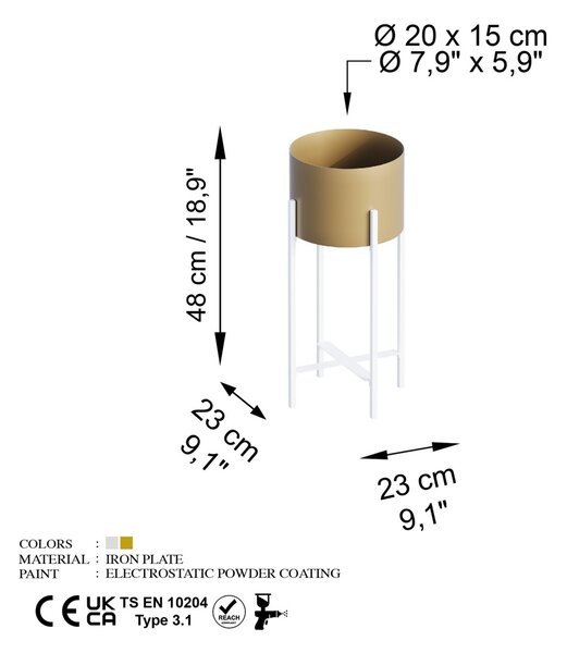 Διακοσμητική Γλάστρα GED026C Χρυσό 23x48x23 cm