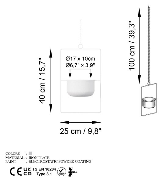 Διακοσμητική Γλάστρα Parapet Λευκό 25x40x17 cm