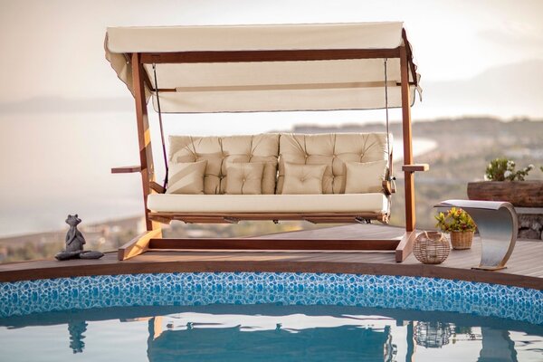 Κούνια Κήπου 3 Θέσεων Luna Deluxe 2600, Μπεζ, 260x200x195 cm