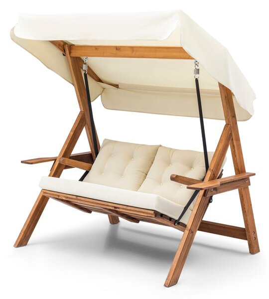 Διπλή Κούνια Κήπου Galata Swing S2, Κρεμ, 160x195x120 cm