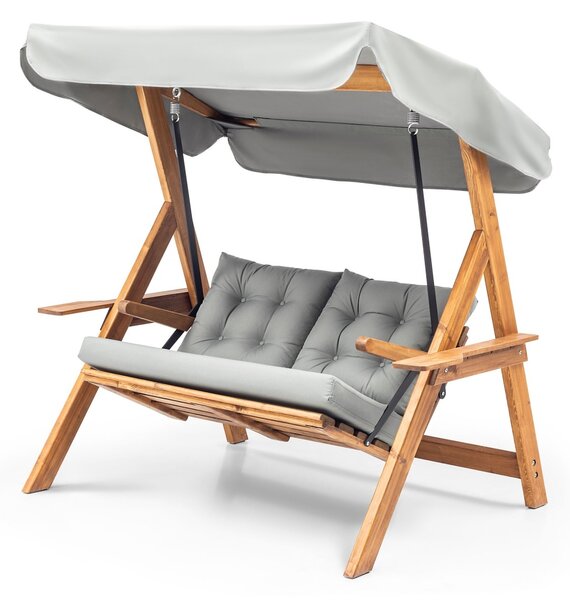 Διπλή Κούνια Κήπου Galata Swing S2, Γκρι, 160x195x120 cm
