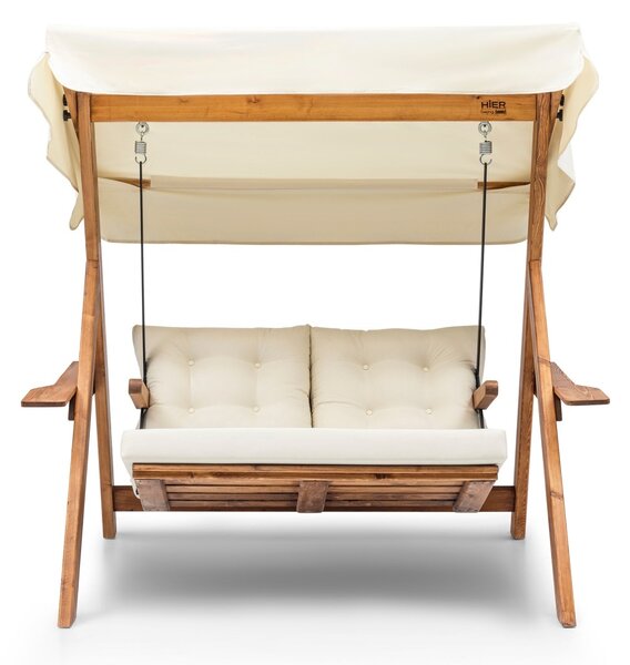 Διπλή Κούνια Κήπου Galata Swing S2, Κρεμ, 160x195x120 cm
