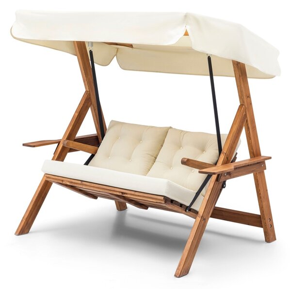 Διπλή Κούνια Κήπου Galata Swing S2, Κρεμ, 160x195x120 cm