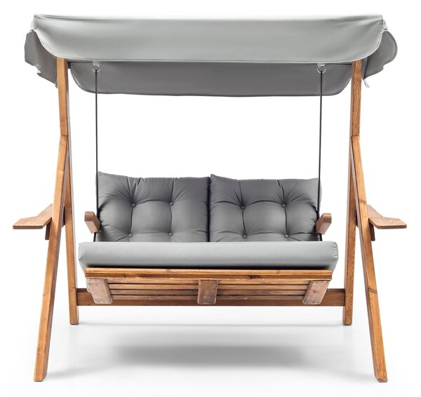 Διπλή Κούνια Κήπου Galata Swing S2, Γκρι, 160x195x120 cm