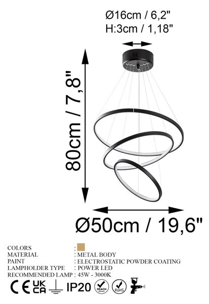 Φωτιστικό οροφής Simit Μαύρο 50x80x50 cm