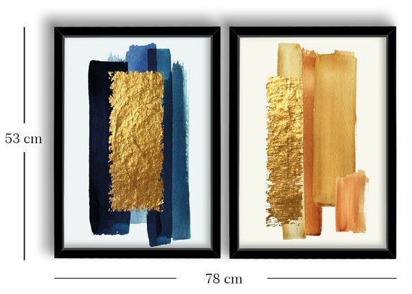 Πίνακας, σετ 2 τεμαχίων Oystrium Azura Χρυσό 38x53 cm
