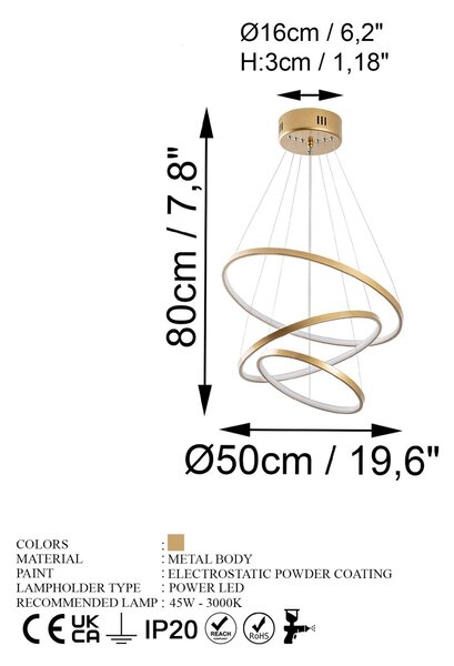 Φωτιστικό οροφής Simit Χρυσό 50x80x50 cm
