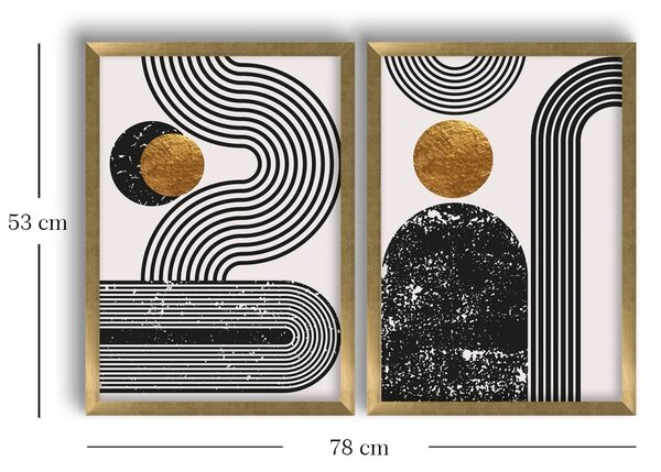 Πίνακας, σετ 2 τεμαχίων Euphoria Origin Χρυσό 38x53 cm