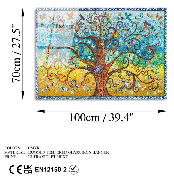 Πίνακας από σκληρυμένο γυαλί UV Πολύχρωμος 70x100 cm