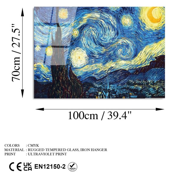 Πίνακας από σκληρυμένο γυαλί UV Πολύχρωμος 70x100 cm
