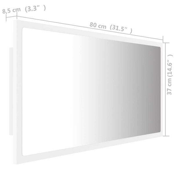 VidaXL Καθρέφτης Μπάνιου με LED Λευκός 80 x 8,5 x 37 εκ. Ακρυλικός